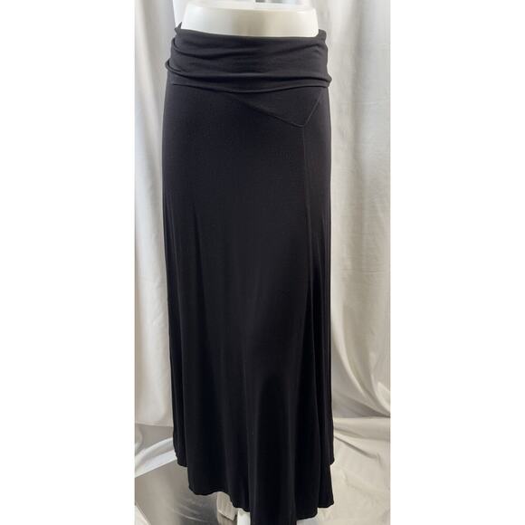 Max Studio Fold Over Waist Maxi Jersey Skirt, Black, Sz: M, 73-20 - Picture 2 of 16